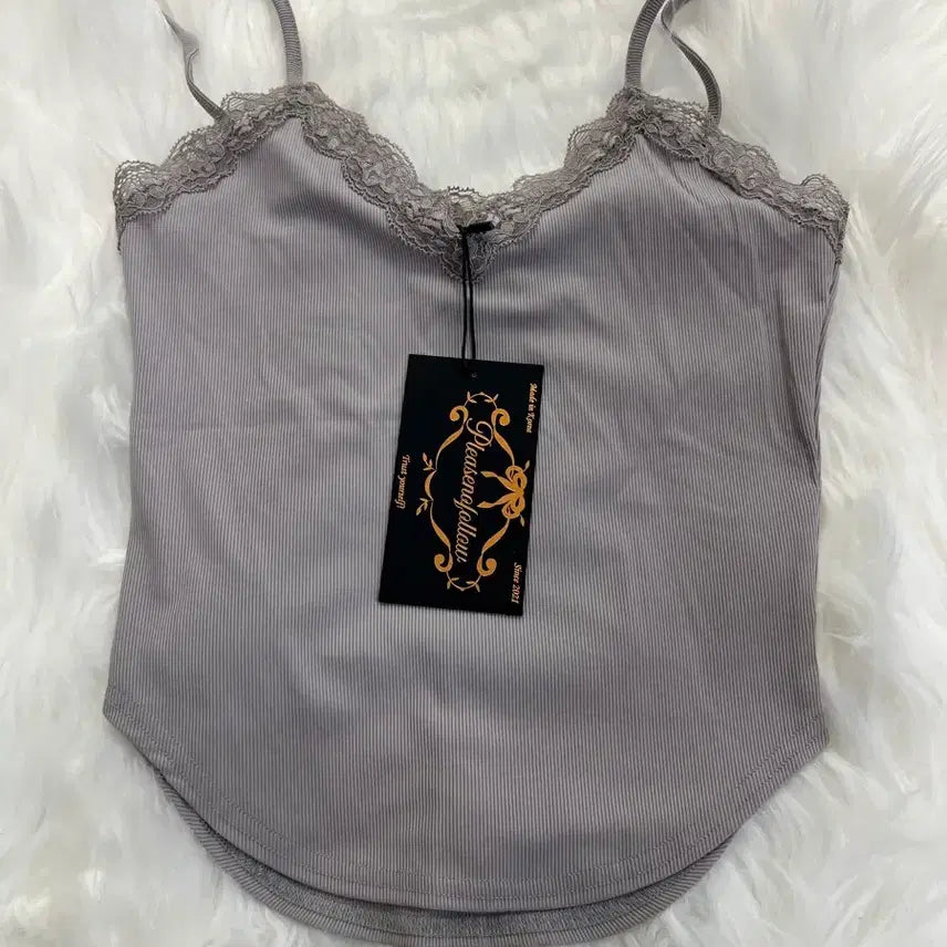 [BUNJANG] Pleasenofollow Flora Lace Top Gray / (옷장 정리) 플리즈노팔로우 플로라 레이스 탑 그레이
