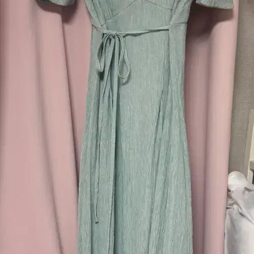 [BUNJANG] Mint Chiffon Shirring Long Dress / 민트색 쉬폰 셔링 원피스