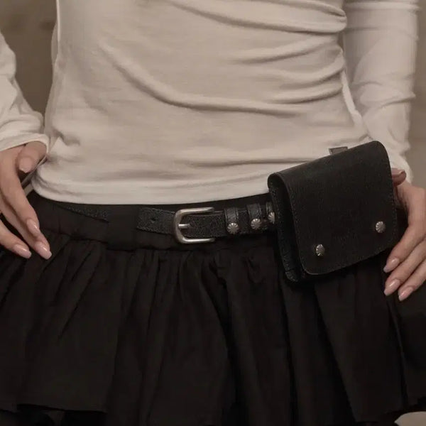 [BUNJANG] Khaki Point Studded Wallet Belt / 카키포인트 스터드 월렛 벨트