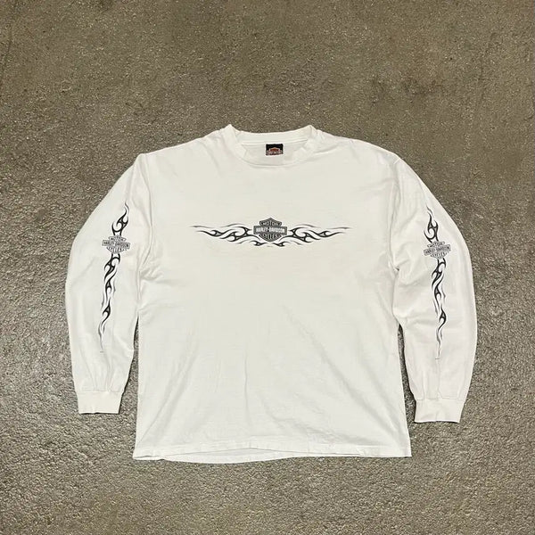 [BUNJANG] 1999 Harley-Davidson Flame Print Long Sleeve T-Shirt (XL) / 90s 할리데이비슨 프린팅 롱슬리브 (105-110)