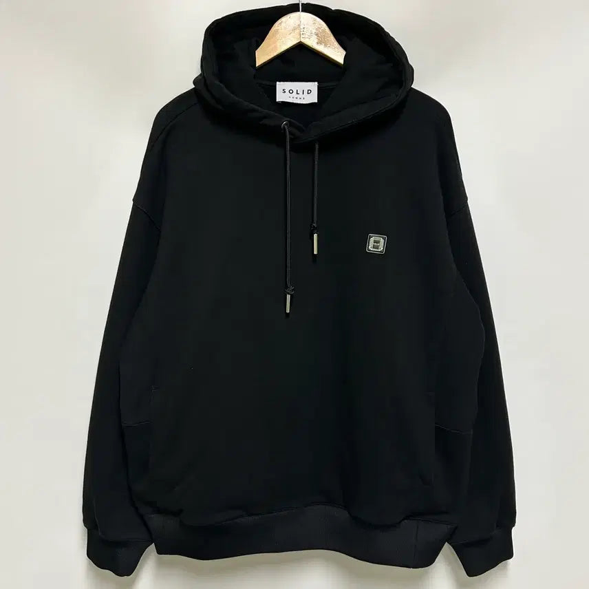 [BUNJANG] Solid Homme Soft Back Logo Hoodie Black Cotton Blend (Size 105/50) / [남자-105 (50)]솔리드옴므 소프트 백 로고 후드