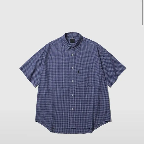 [BUNJANG] Moif Uniform Short Sleeve Shirt Blue Grid / Moif(모이프) - Uniform H/S Shirt / Blue Grid 26ss