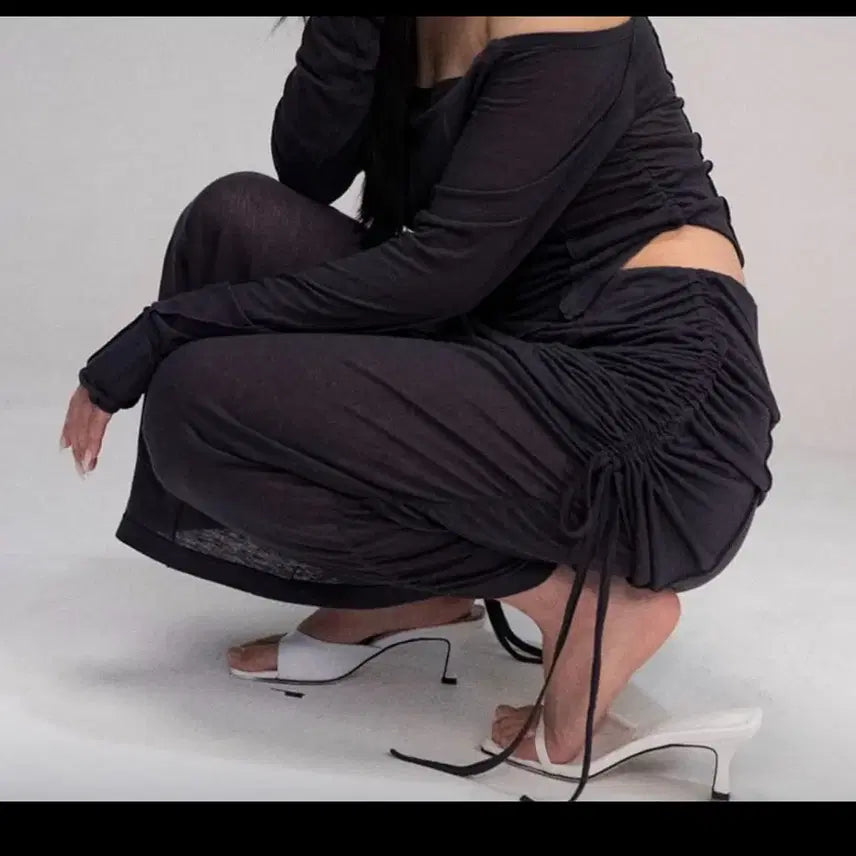 [BUNJANG] Please Follow Shirring Long Skirt / 플리즈노팔로우 셔링 롱 스커트