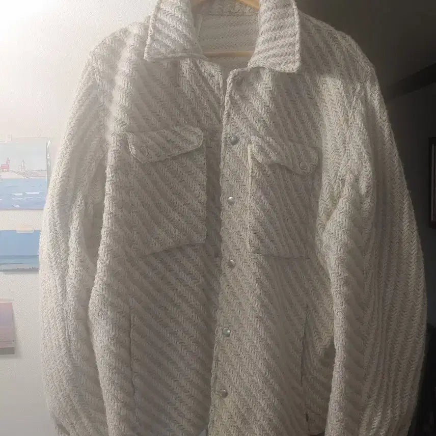 [BUNJANG] LEMARD Tweed Overshirt Ivory Size 3 / LEMARD 트위드 오버 셔켓 아이보리 3사이즈