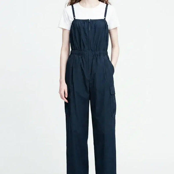 [BUNJANG] SI Half-Zip Wide Jumpsuit Dark Gray / Si 씨 반집업 와이드 점프수트