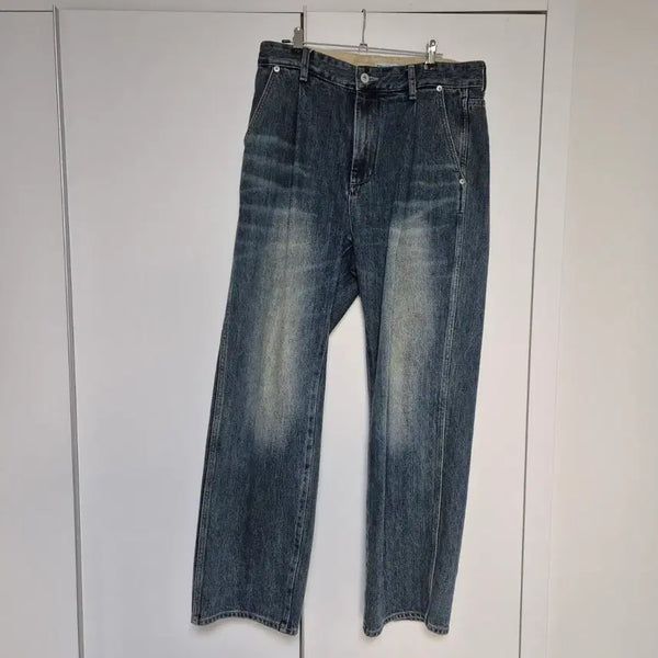 [BUNJANG] Rough Side Medium Blue Drape Denim Pants Size 1 / 러프사이드 미디엄블루 드레이프데님 1