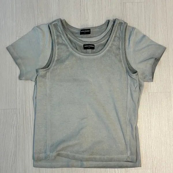 [BUNJANG] Musinsa Standard Tank Top + Z-Neck T-Shirt (Gray) / 무신사 스탠다드 탱크 탑 + z넥 티셔츠 (그레이)