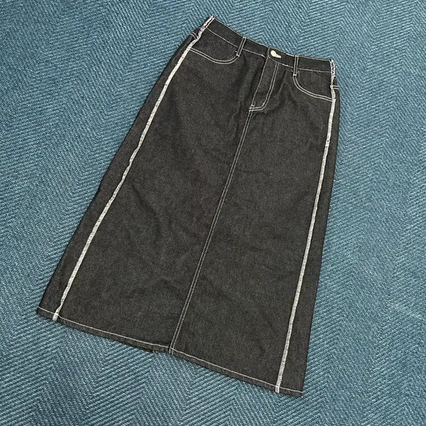 [BUNJANG] Women's XL Denim Long Skirt / [여성XL] 느낌표 데님 롱 스커트 치마 만원샵