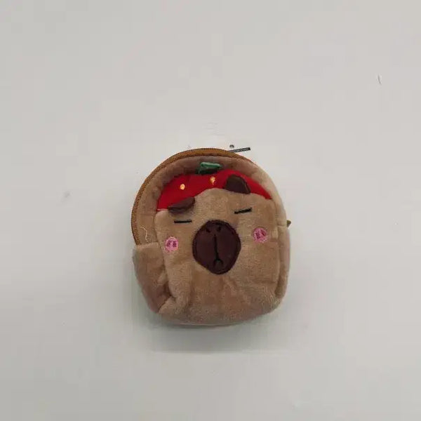 [BUNJANG] Strawberry Hat Capybara Coin Pouch & Earphone Case Keychain / 딸기 모자 카피바라 동전 지갑 및 이어폰 보관키링