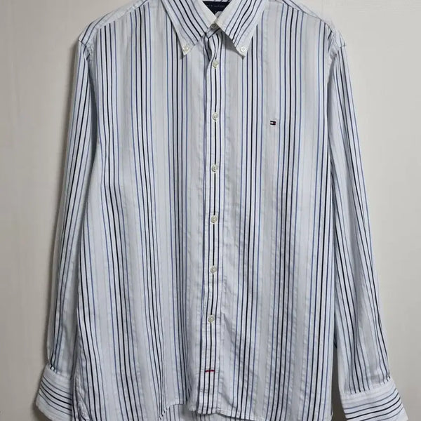 [BUNJANG] Tommy Hilfiger Blue Vertical Stripe Shirt / L ) 타미힐피거 블루 세로 스트라이프 셔츠