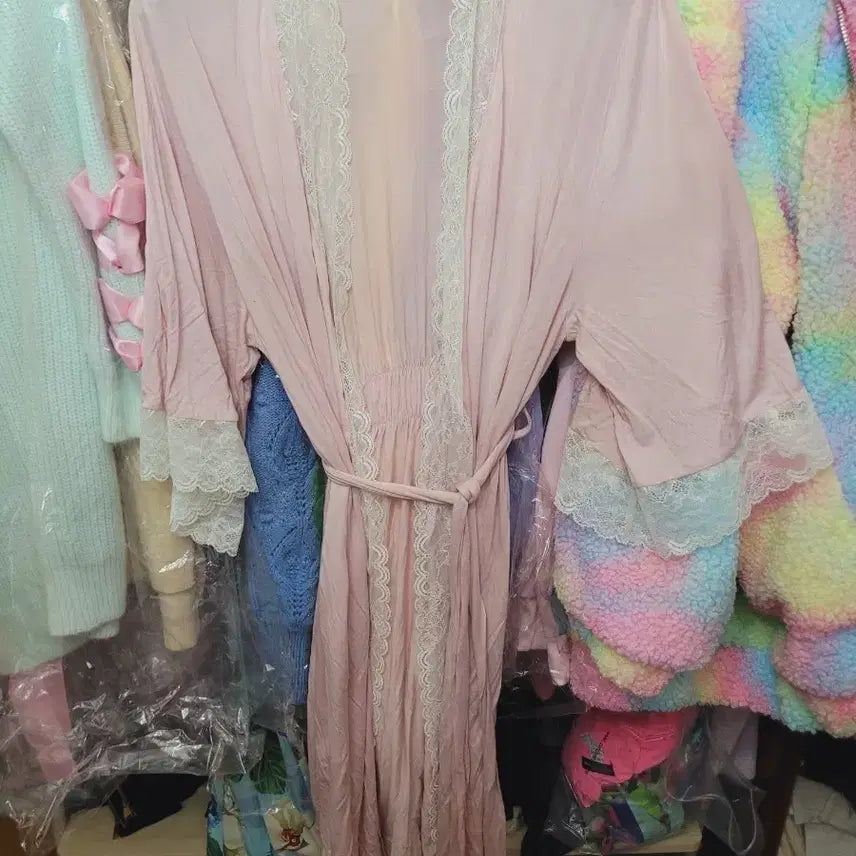 [BUNJANG] Pink Lace Robe / 핑크색 레이스 로브수입