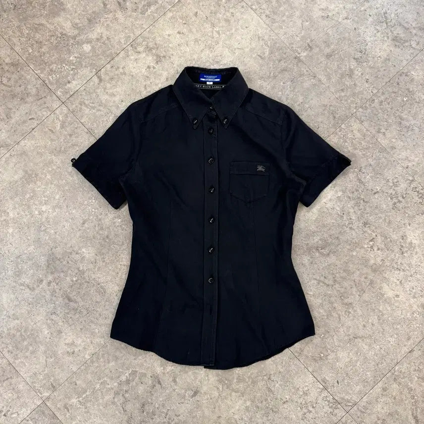 [BUNJANG] Burberry Blue Label Black Short Sleeve Shirt / 버버리 블루라벨 블랙 반팔 셔츠 #csz1063