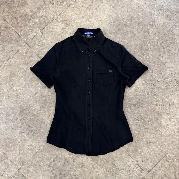 [BUNJANG] Burberry Blue Label Black Short Sleeve Shirt / 버버리 블루라벨 블랙 반팔 셔츠 #csz1063