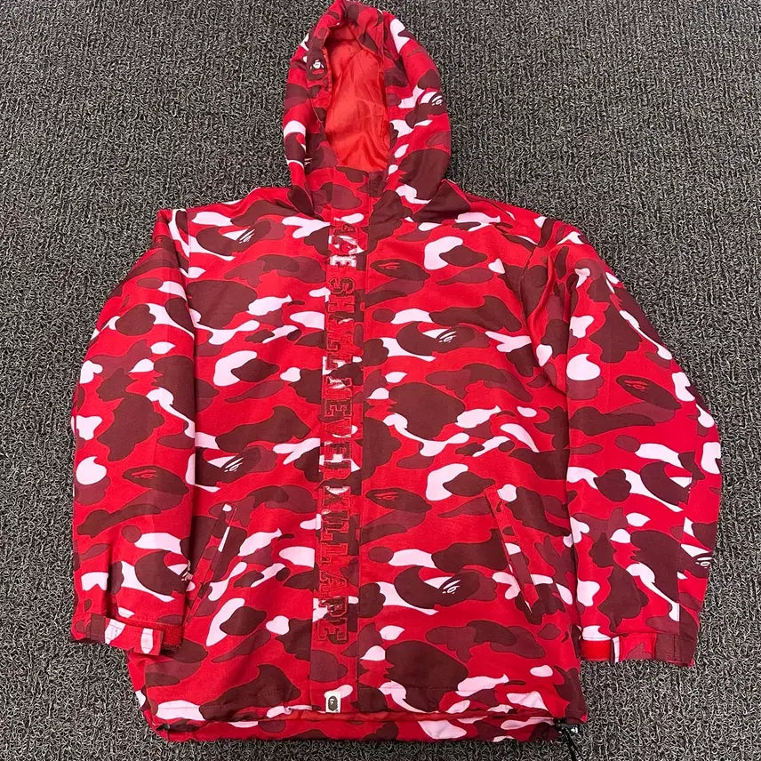 [BUNJANG] BAPE Camo Windbreaker Hooded Jacket Red M / BAPE 베이프 카모 바람막이 후드 자켓 레드 M