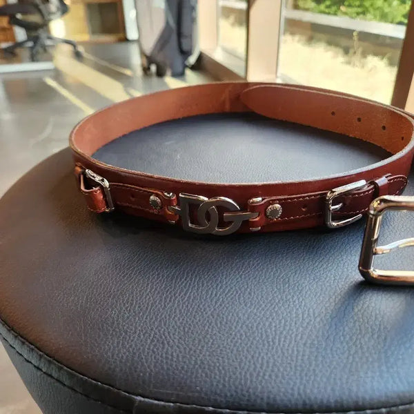 [BUNJANG] Dolce & Gabbana DG Buckle Leather Belt Brown / 돌체앤가바나 DG 버클 가죽 벨트 브라운