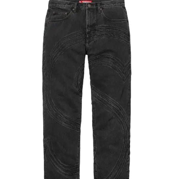 [BUNJANG] Supreme S Logo Loose Fit Jeans Washed Black 24SS / 슈프림 S 로고 루즈 핏 진 워시드 블랙 - 24SS