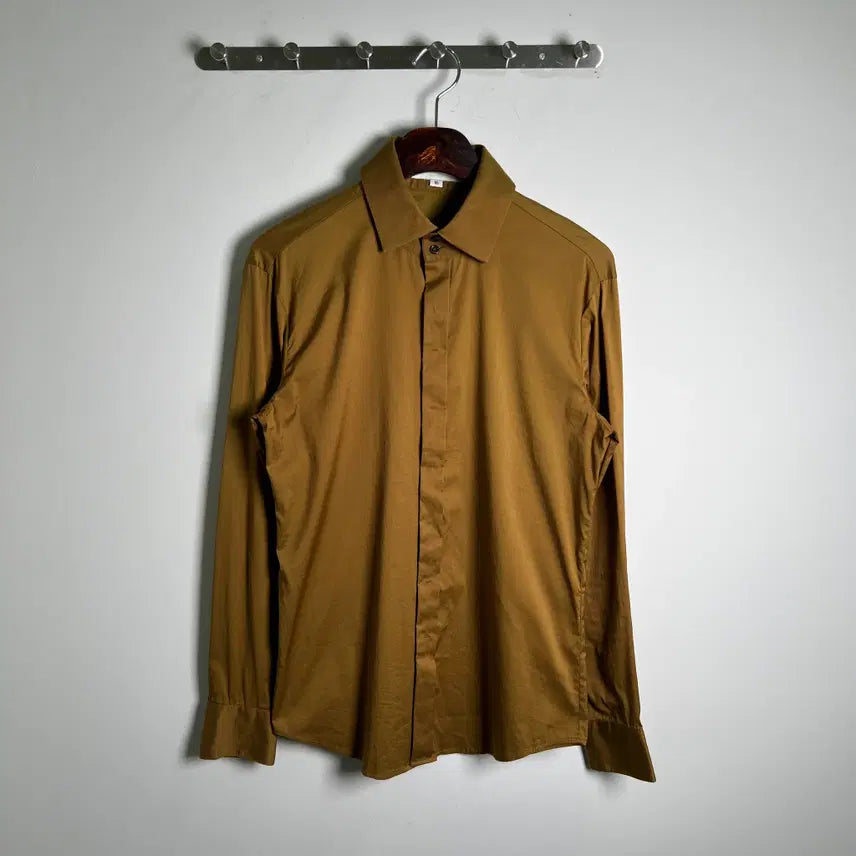 [BUNJANG] Solid Homme Camel Brown Shirt / 12FW 솔리드옴므 카멜 브라운 셔츠 95