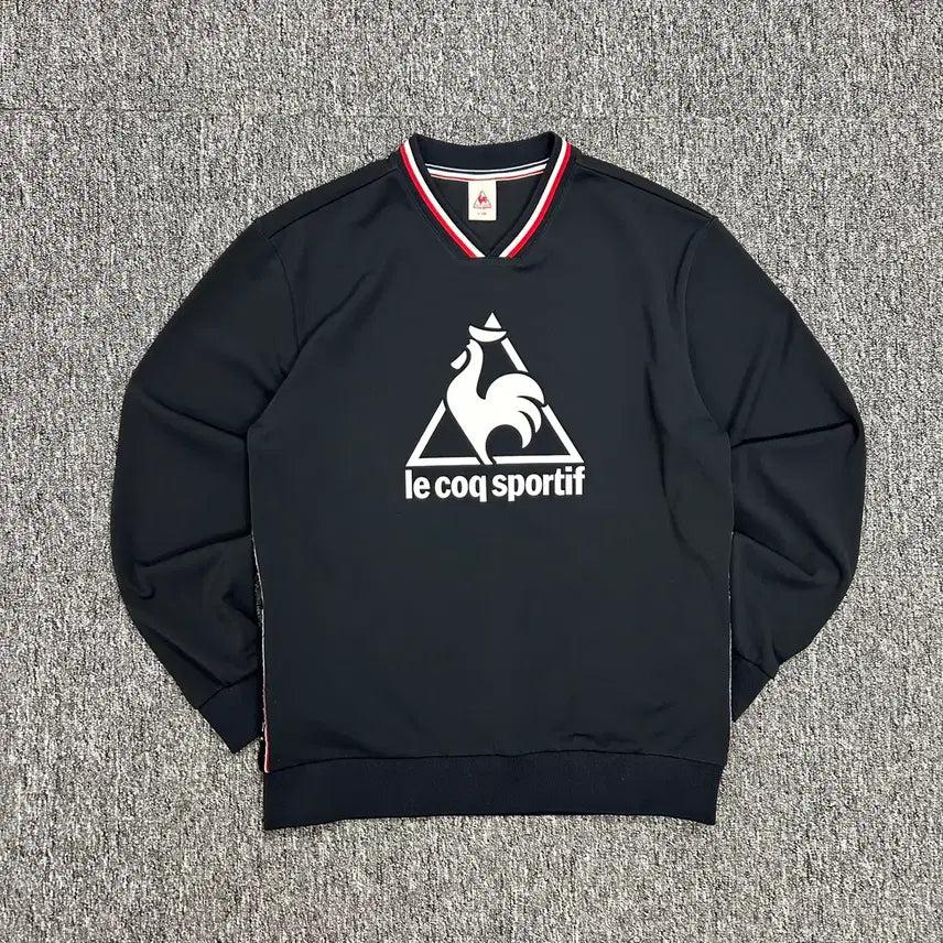 [BUNJANG] Le Coq Sportif Big Logo V-Neck Sweatshirt L / 르꼬끄 빅로고 브이넥 맨투맨 L