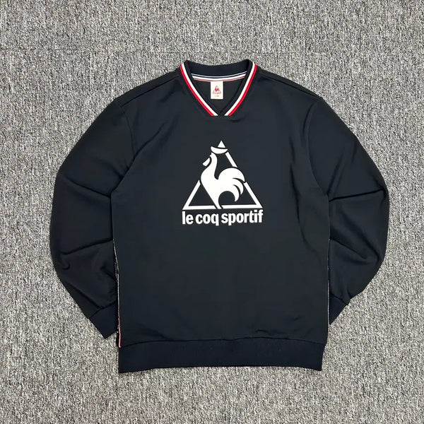 [BUNJANG] Le Coq Sportif Big Logo V-Neck Sweatshirt L / 르꼬끄 빅로고 브이넥 맨투맨 L