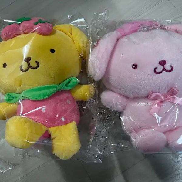 [BUNJANG] Sanrio Pompompurin Strawberry Plush Doll Set (Medium, 25cm) / (2개 세트) 산리오 폼폼푸린 핑크톤 딸기 약 25cm 중형 인형