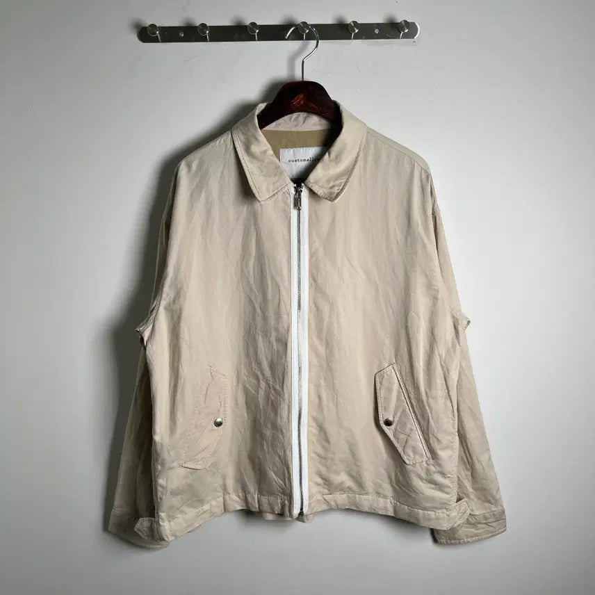[BUNJANG] Customellow Beige Linen Trucker Jumper (Size 105) / 커스텀멜로우 베이지 린넨 트러커 점퍼 105