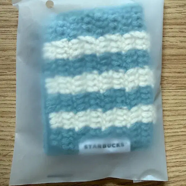 [BUNJANG] Starbucks Striped Knit Card Holder (Blue) / 스타벅스 스트라이프 니트 카드지갑(블루)