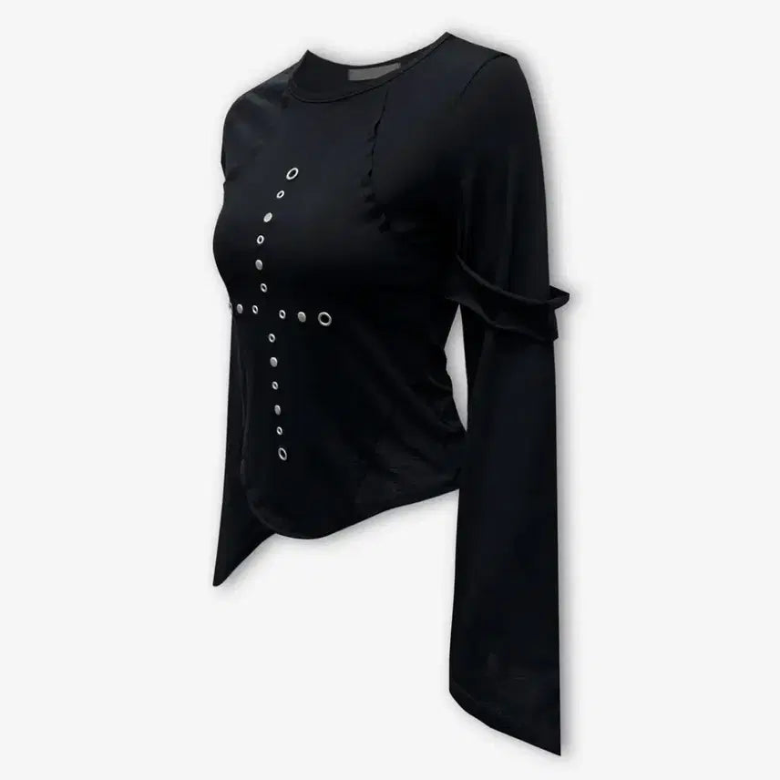 [BUNJANG] Gongilsa Black Long Sleeve T-Shirt / 공일공사 슬리브