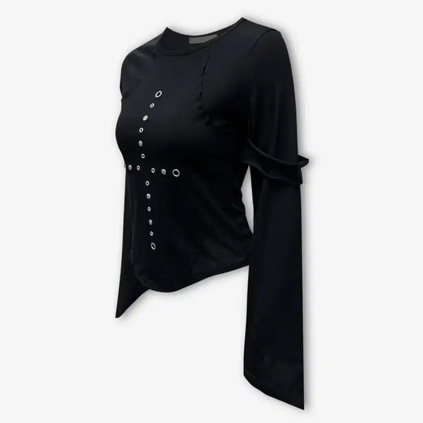 [BUNJANG] Gongilsa Black Long Sleeve T-Shirt / 공일공사 슬리브
