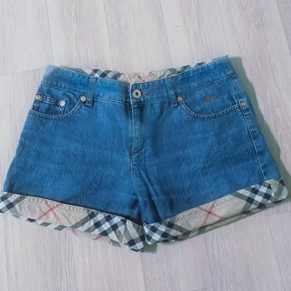[BUNJANG] Burberry Check Denim Shorts Size 24-25 / 버버리 체크 데님 숏팬츠 24~25 정품