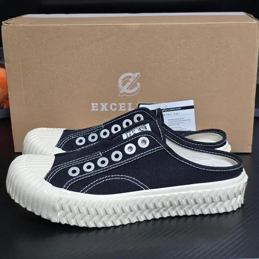 [BUNJANG] Excelsior Shoes Black Mule Sneakers / 엑셀시오르 슈즈 블랙 뮬 스니커즈 230