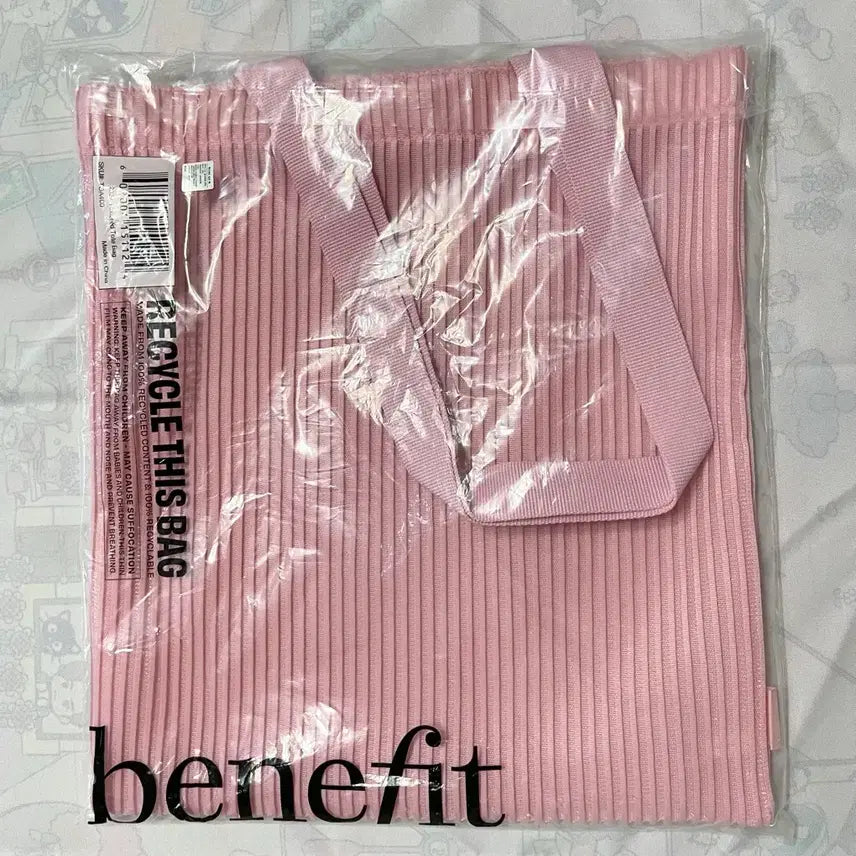 [BUNJANG] Benefit Pink Ribbed Tote Bag Shoulder Bag / [새상품] 배네피트 가방 토트백 핑크 컬러 숄더백 골지