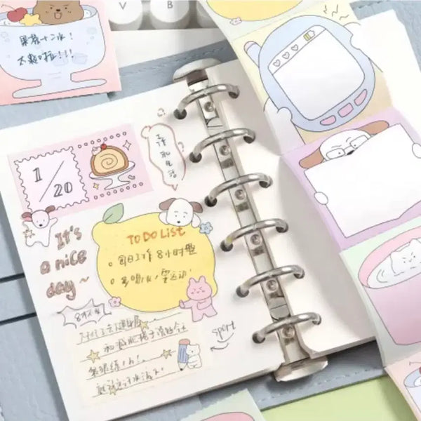 [BUNJANG] Character Memo Sticker Set with Masking Tape / 다꾸 메모 스티커 떡메모지 모조지 세트 캐릭터 마스킹테이프 마테