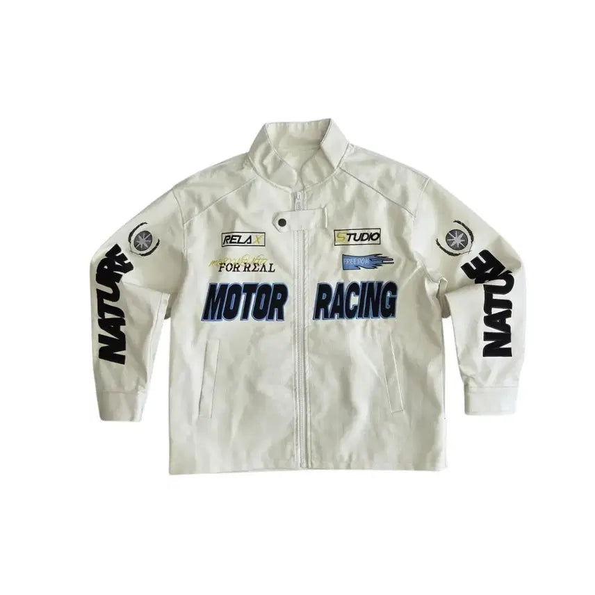 [BUNJANG] Vintage Old School Racing Leather Jacket / Vintage 빈티지 올드스쿨 레이싱 레더 자켓