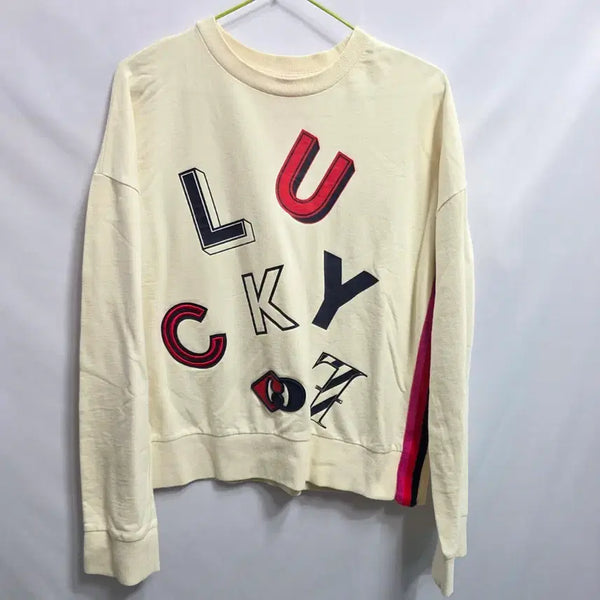 [BUNJANG] Lucky Chouette Lettering Sweatshirt Ivory / 럭키슈에뜨 레터링 맨투맨