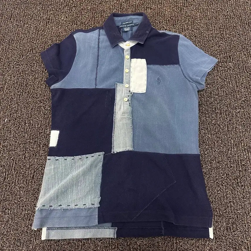 [BUNJANG] Polo Ralph Lauren Patchwork Women's Short Sleeve Polo Shirt M / POLO 폴로 랄프로렌 패치워크 여성 카라티 반팔티셔츠 M