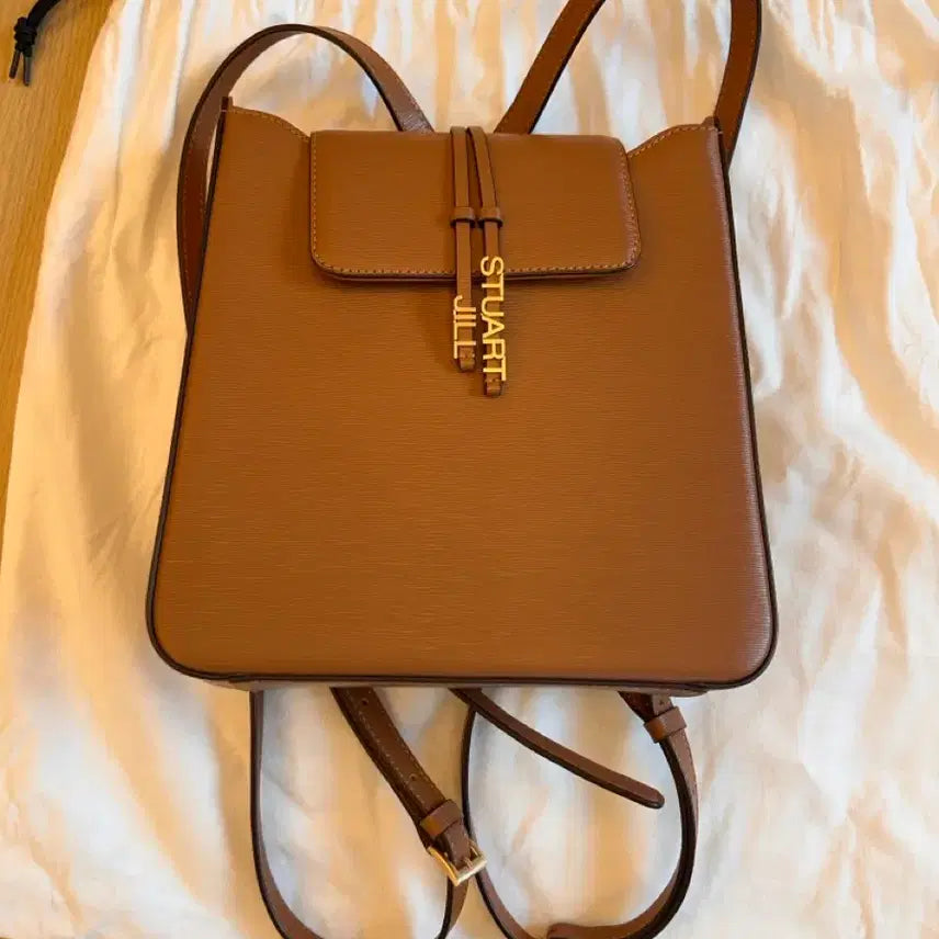 [BUNJANG] Jill Stuart New York Brown Leather Backpack / 질스튜어트 뉴욕 브라운 가죽 백팩