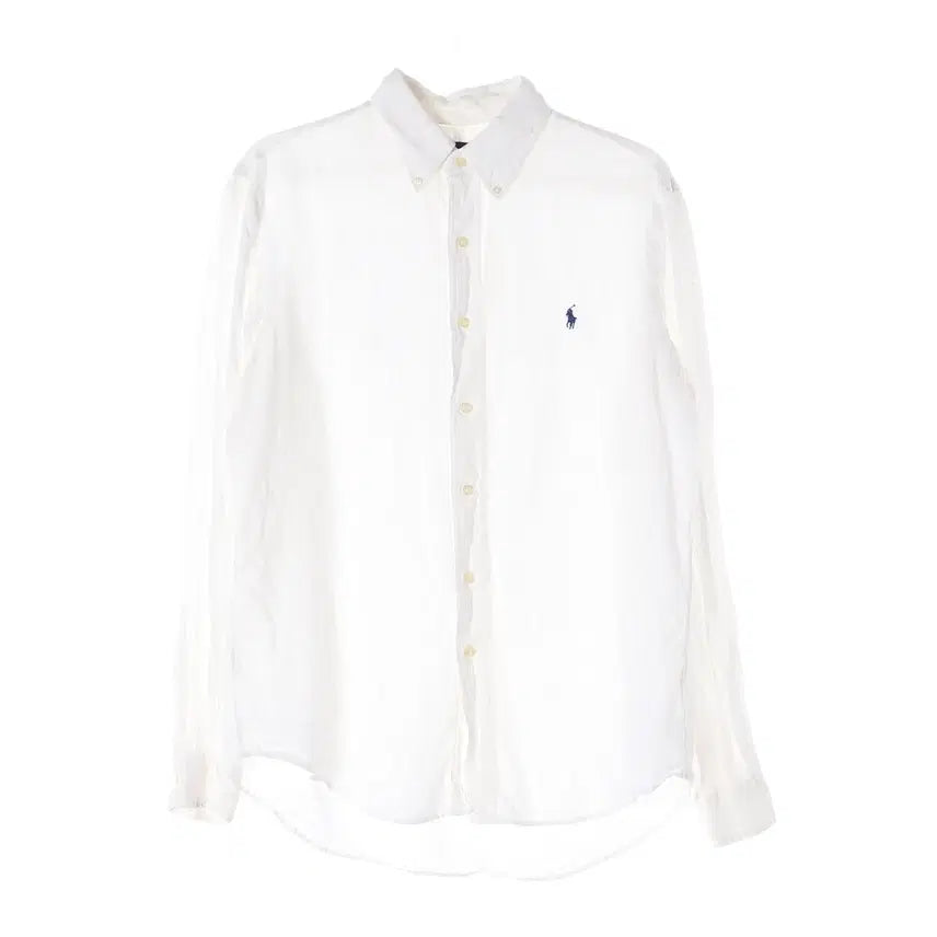 [BUNJANG] Polo Ralph Lauren 100% Linen Pony Logo Embroidered Shirt White / 폴로 랄프 로렌 린넨 100% 포니 로고 자수 셔츠 화이트