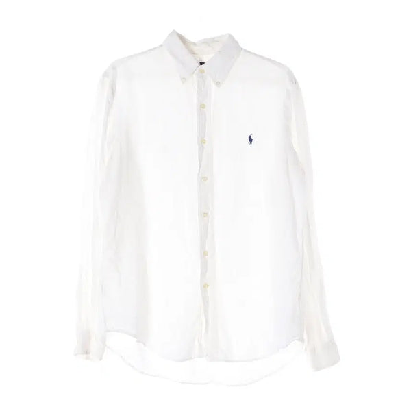 [BUNJANG] Polo Ralph Lauren 100% Linen Pony Logo Embroidered Shirt White / 폴로 랄프 로렌 린넨 100% 포니 로고 자수 셔츠 화이트