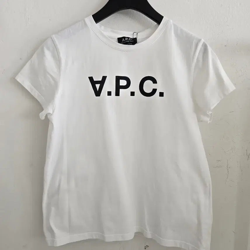 [BUNJANG] A.P.C. Cotton Logo Velvet T-Shirt White Size S / 아페쎄 반팔 티셔츠