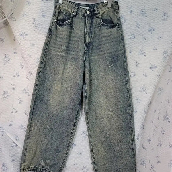 [BUNJANG] High-Waisted Straight Fit Denim Jeans / 청바지
