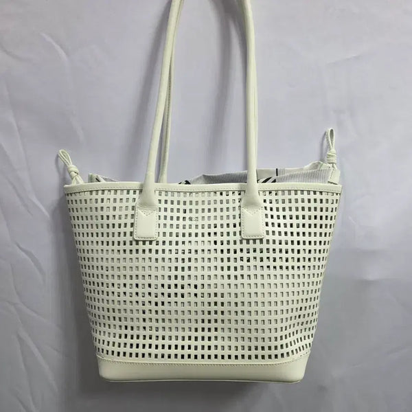 [BUNJANG] RAAT IVY Leathers Punched Shoulder Bag White / 한섬 래트바이티 가죽 펀칭 숄더백 화이트