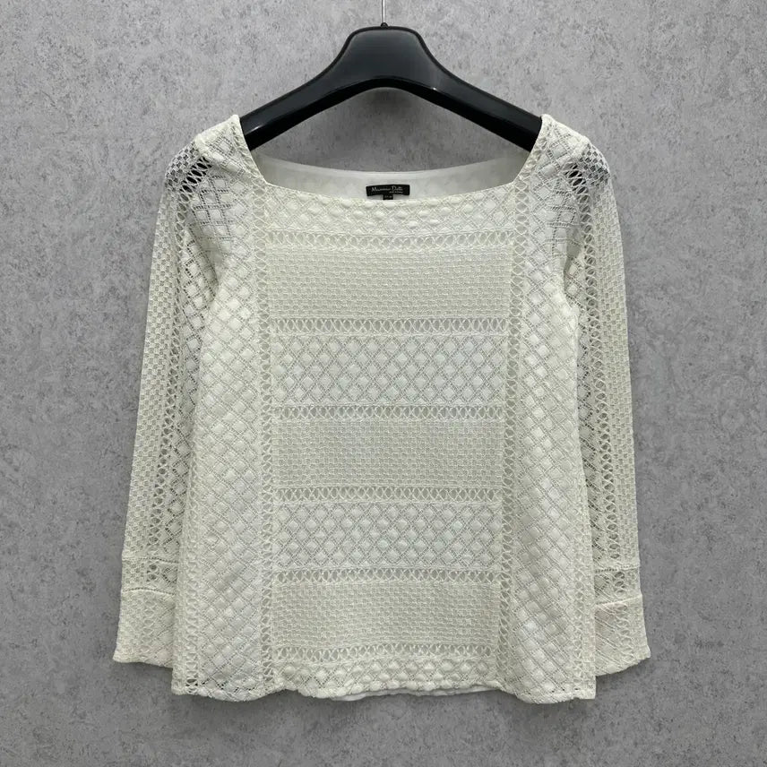 [BUNJANG] Massimo Dutti Women's White Lace Square Neck Blouse Size S / 90 마시모두띠 여자 화이트 레이스 스퀘어넥 블라우스