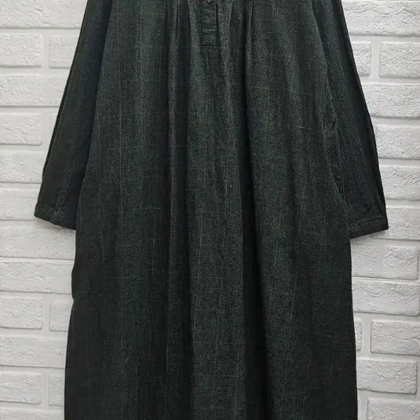 [BUNJANG] RAON Dark Green Plaid Flare Long Dress / A4931  체크셔링 원피스(RAON)