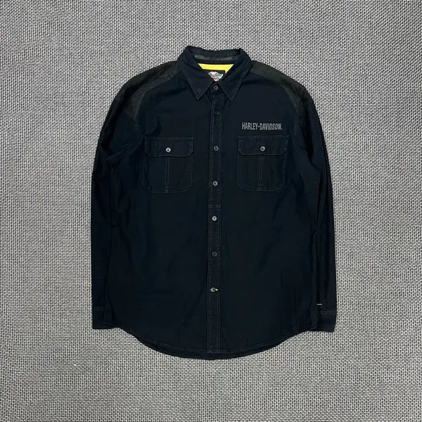 [BUNJANG] Harley Davidson Long Sleeve Shirt / 할리데이비슨 블랙 셔츠 긴팔