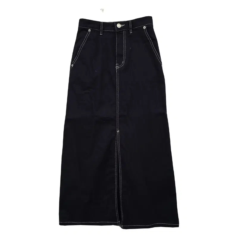 [BUNJANG] 8seconds Blue Denim Stitch Long Skirt XS / 에잇세컨즈 진청 데님 스티치 롱스커트 XS