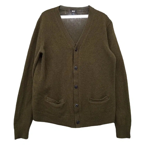 [BUNJANG] Uniqlo Green Wool Knit Cardigan XL / 유니클로 그린 울 니트 가디건 XL