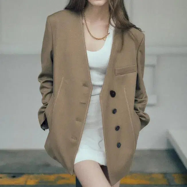 [BUNJANG] L'EVVRE Oversized Collarless Jacket / 루에브르 오버사이즈 자켓