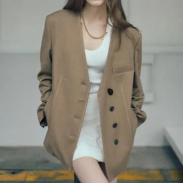 [BUNJANG] L'EVVRE Oversized Collarless Jacket / 루에브르 오버사이즈 자켓