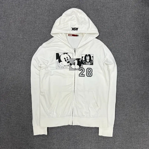 [BUNJANG] Ask Y2K Zip-Up Hoodie White XL / 에스크 y2k 후드집업 화이트