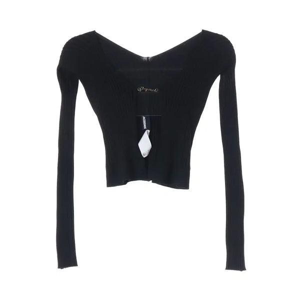 [BUNJANG] Jacquemus 22SS La Maille Pralu Micro Charm Logo Cardigan Black / 자크뮈스 22SS 라 마이유 프랄루 마이크로 참 로고 가디건 블랙